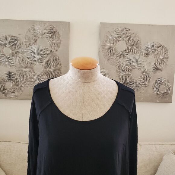 Caslon High-Low Cotton Long Sleeve Tee size Small in Black - Picture 4 of 11